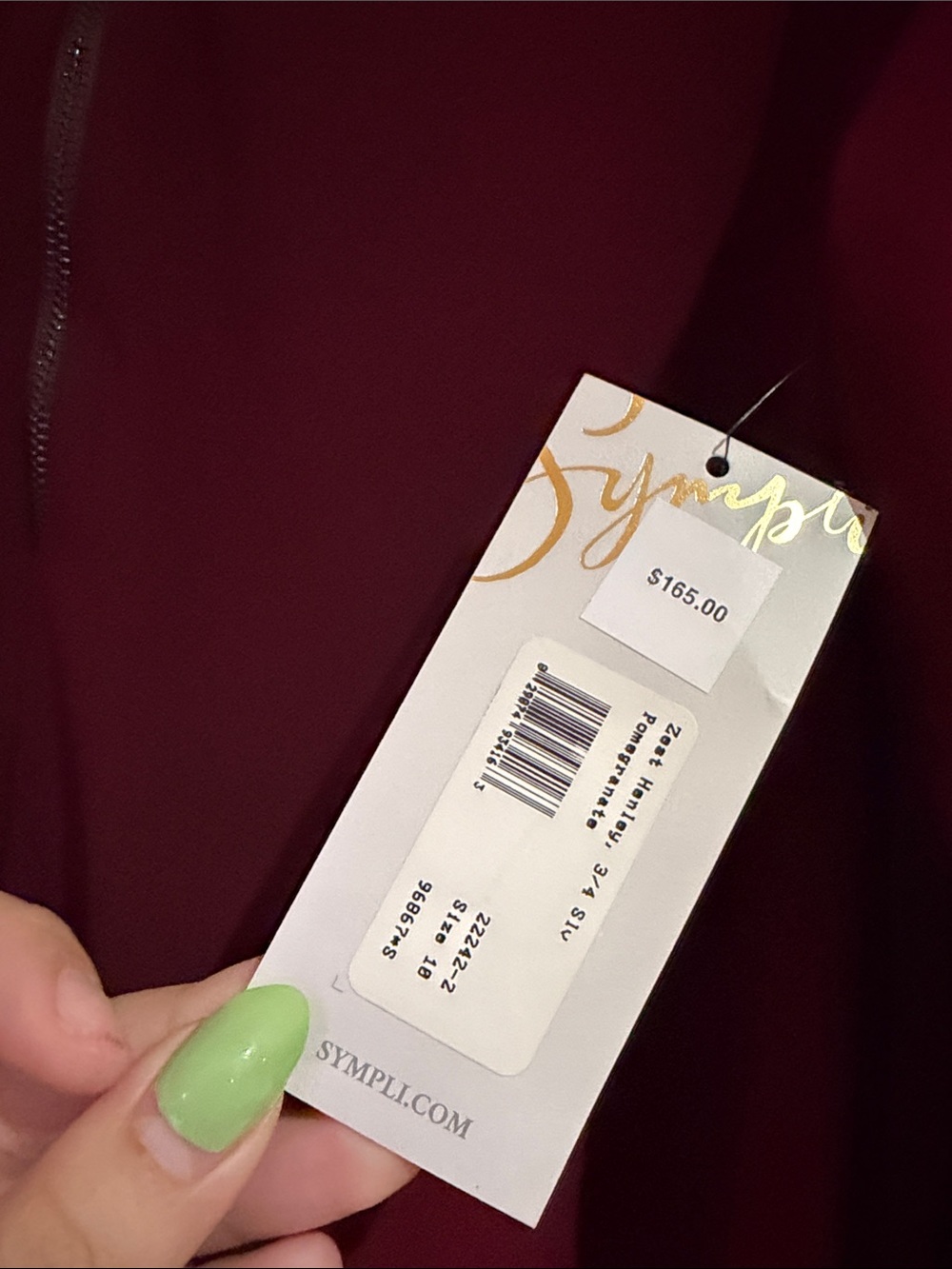 Sympli Wine Red Zip-Front Long Sleeve Tee - Picture 3 of 5